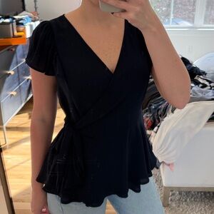Loft Elegant Navy Wrap Top